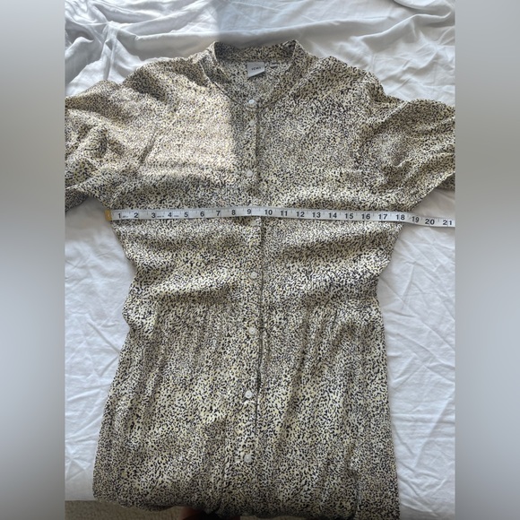 ICHI Puff Sleeve Button Front animal Print Midi Dress Black yellow | 38/M - Picture 9 of 13